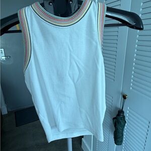 Madewell White Tank Top with Colorful Trim